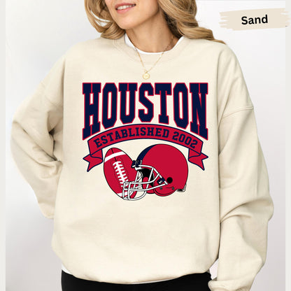Houston Football Sweatshirt, Houston Football Vintage Sweater, Sunday Football, Game Day Sweater, Gift For Houston Fans, Retro Houston Tee