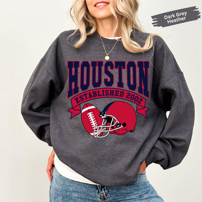 Houston Football Sweatshirt, Houston Football Vintage Sweater, Sunday Football, Game Day Sweater, Gift For Houston Fans, Retro Houston Tee