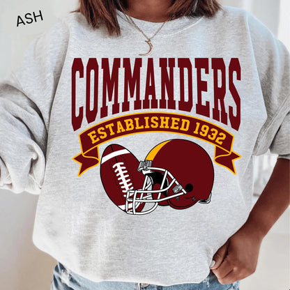 Commander Football Sweatshirt, Washington Football 90s Style Sweatshirt, Sunday Football Shirt, Game Day Sweatshirt, Washington Fan Gift