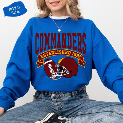 Commander Football Sweatshirt, Washington Football 90s Style Sweatshirt, Sunday Football Shirt, Game Day Sweatshirt, Washington Fan Gift