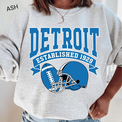 Vintage 90s Style Detroit Football Sweatshirt, Detroit Football Shirt, Sunday Football, Game Day Sweater, Detroit Team Football Sweatshirt