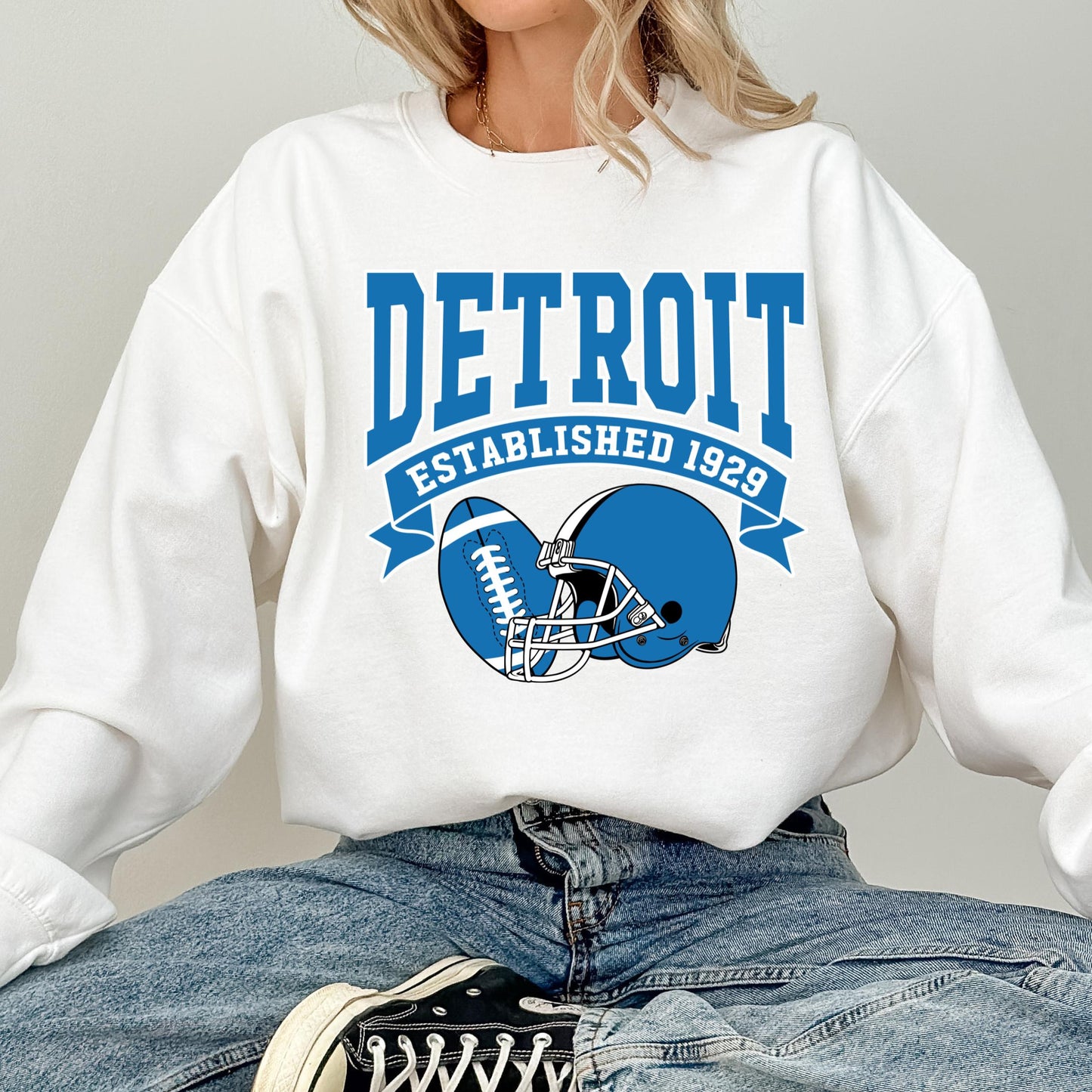 Vintage 90s Style Detroit Football Sweatshirt, Detroit Football Shirt, Sunday Football, Game Day Sweater, Detroit Team Football Sweatshirt