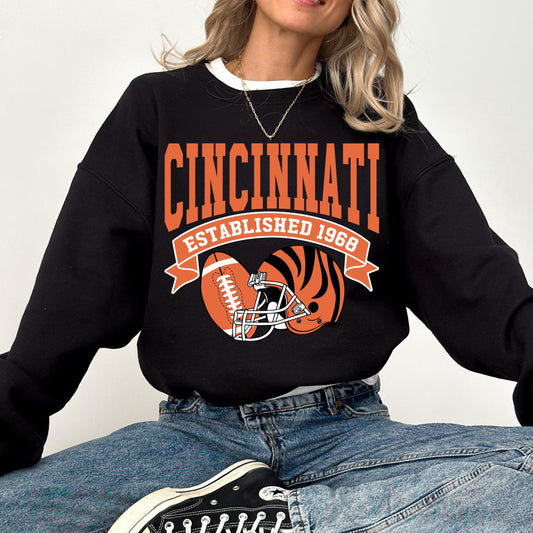 Cincinnati Football Vintage Sweatshirt, Retro Cincinnati Football T-Shirt, Cincy Fan Shirt, Cincinnati Mascot Sweatshirt, Game Day Sweater