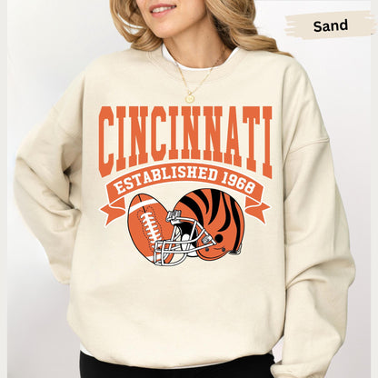 Cincinnati Football Vintage Sweatshirt, Retro Cincinnati Football T-Shirt, Cincy Fan Shirt, Cincinnati Mascot Sweatshirt, Game Day Sweater
