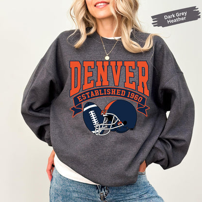 Denver Football Sweatshirt, Vintage Denver Football Sweatshirt, Denver Football Fan T-Shirt, Sunday Denver, Bronco Football Game Day Sweater
