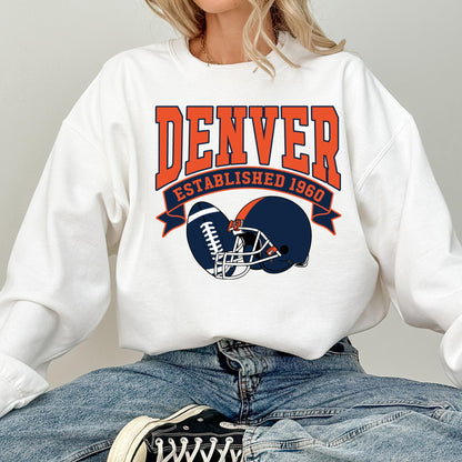 Denver Football Sweatshirt, Vintage Denver Football Sweatshirt, Denver Football Fan T-Shirt, Sunday Denver, Bronco Football Game Day Sweater