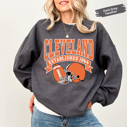 Cleveland Football Sweatshirt, Cleveland Mascot Sweatshirt, Cleveland Football Fan Shirt, Retro Cleveland Shirt, Game Day Gift Sweatshirt