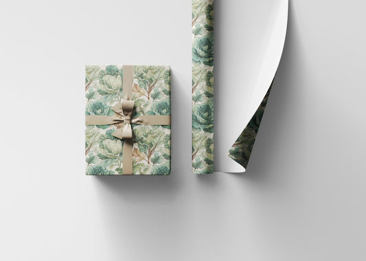 Farmers Market Wrapping Paper Roll Rustic Country Kitchen Kale Leafy Greens Farm Fresh Vegetables Eco Farmhouse Gift Wrap #76