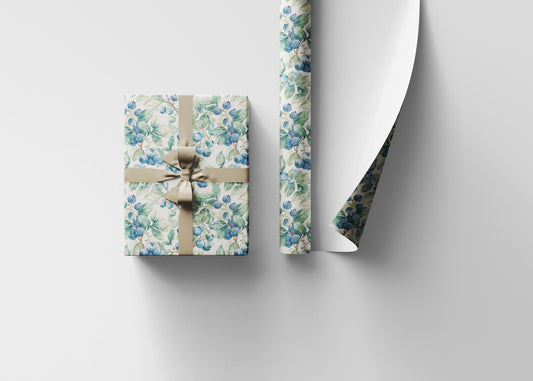 Farmers Market Wrapping Paper Roll Eco Rustic Blueberries Design Farm Fresh Fruit Farmhouse Country Kitchen Organic Gift Wrap #81