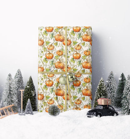 Farmers Market Wrapping Paper Roll Eco Rustic Pumpkins Design Farm Fresh Autumn Harvest Farmhouse Country Gift Wrap #88