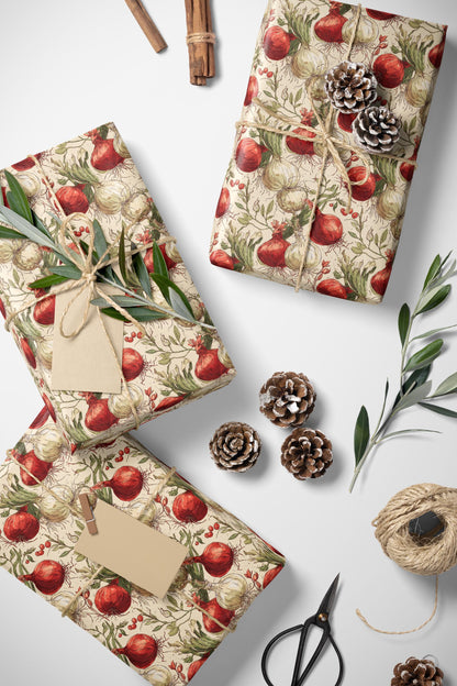 Farmers Market Wrapping Paper Roll Farm Fresh Onions Rustic Country Vegetables Eco Friendly Farmhouse Kitchen Gift Wrap #98