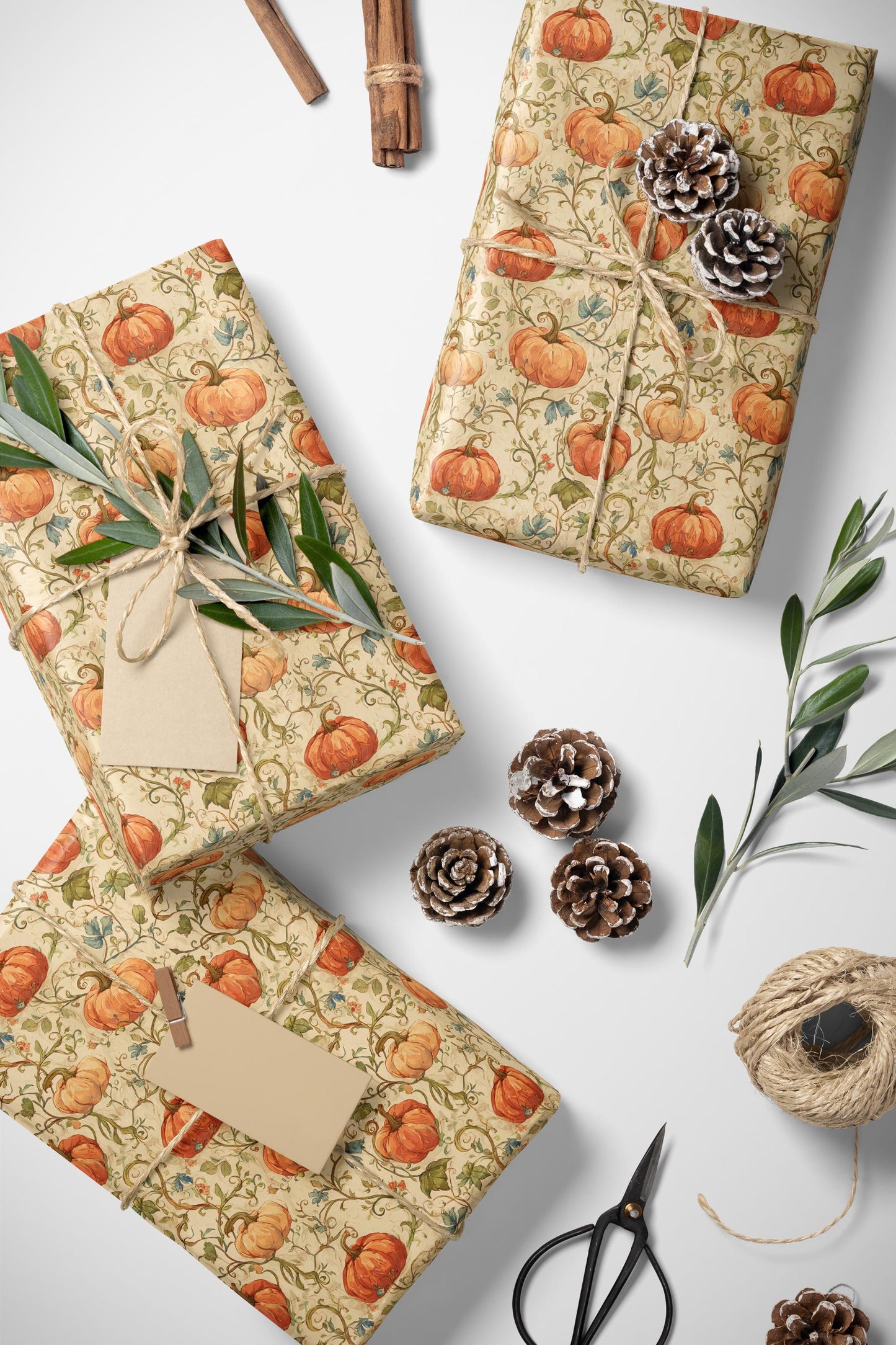 Farmers Market Wrapping Paper Roll Farm Fresh Pumpkins Rustic Country Harvest Eco Friendly Farmhouse Kitchen Gift Wrap #86