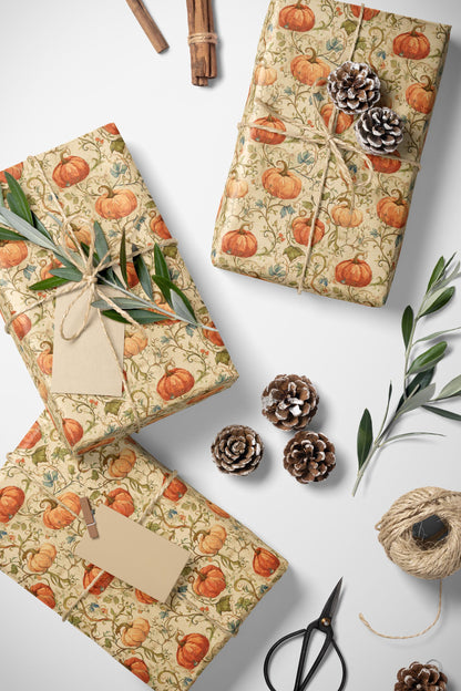 Farmers Market Wrapping Paper Roll Farm Fresh Pumpkins Rustic Country Harvest Eco Friendly Farmhouse Kitchen Gift Wrap #86