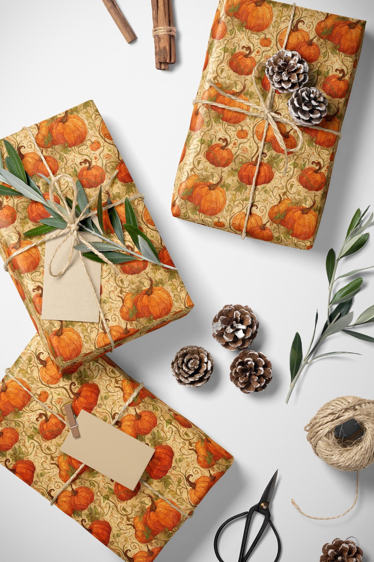 Farmers Market Wrapping Paper Roll Rustic Farmhouse Pumpkins Illustration Eco Friendly Country Kitchen Fall Gift Wrap #87