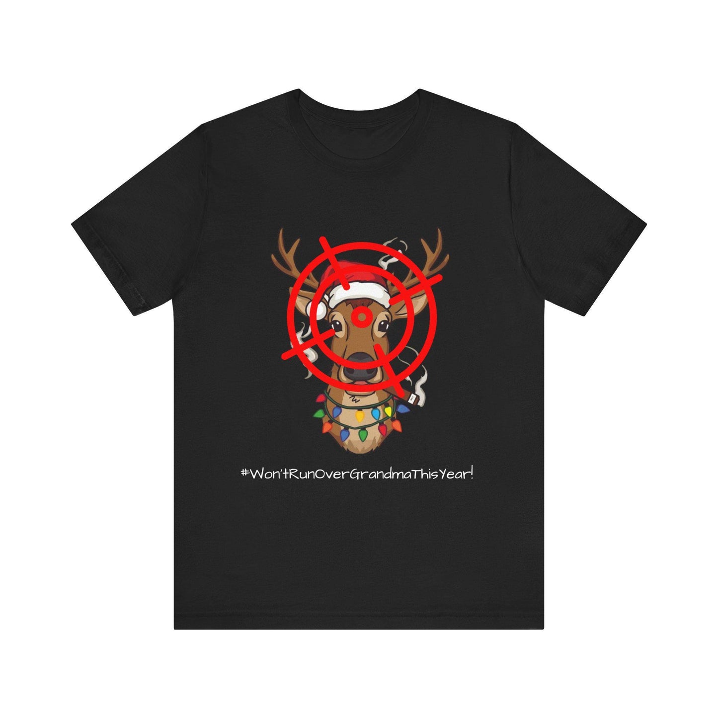 Funny Christmas Tee for Grandma, Holiday Gift, Unisex Short Sleeve Shirt, Cute Reindeer Design, Family Celebration Apparel