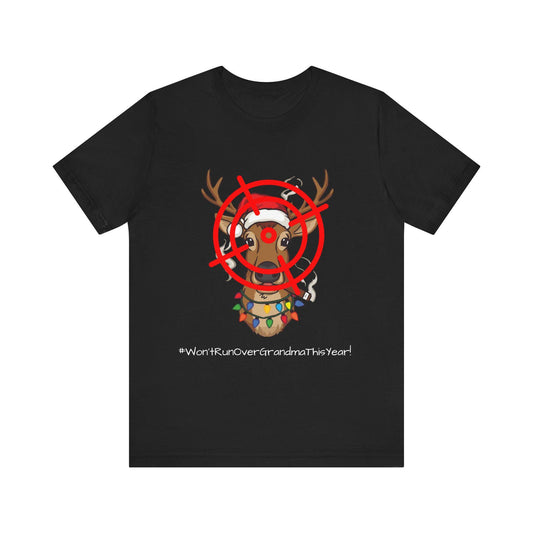 Funny Christmas Tee for Grandma, Holiday Gift, Unisex Short Sleeve Shirt, Cute Reindeer Design, Family Celebration Apparel