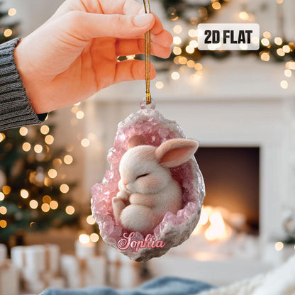 Personalized Bunny 2D Flat Ornament, Custom Rabbit Christmas Tree Ornament, Bunny Christmas Ornament, Rabbit Ornament, Gift for Animal Lover