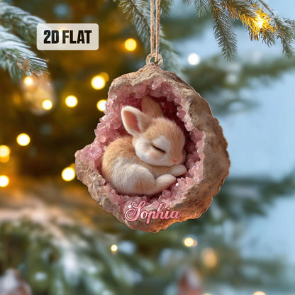 Personalized Bunny 2D Flat Ornament, Custom Rabbit Christmas Tree Ornament, Bunny Christmas Ornament, Rabbit Ornament, Gift for Animal Lover