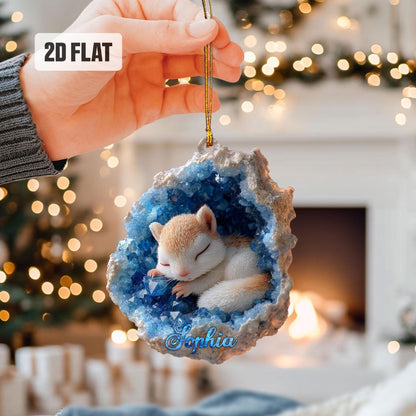 Personalized Squirrel 2D Flat Ornament, Squirrel Rearview Mirror Car Accessories, Squirrel Christmas Ornament, Xmas Gift for Squirrel Lovers