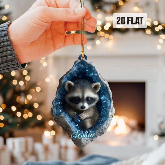 Personalized Racoon 2D Flat Ornament, Racoon Rearview Mirror Car Accessories, Racoon Christmas Ornament, Animal Lover,  Racoon Lover Gifts