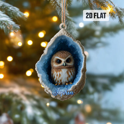 Personalized Owl 2D Flat Ornament, Owl Rearview Mirror Car Accessories, Owl Christmas Ornament, Bird Decor, Gift for Owl Lover, Animal Lover