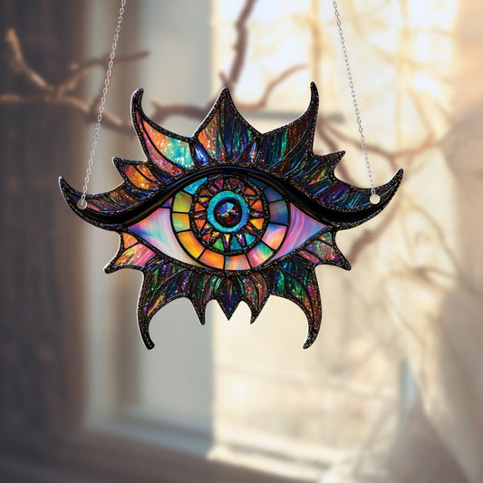 Mystical All Seeing Eye Hanging Window Decor, Gothic Witchy Ornament, Spiritual Occult Home Decoration, Halloween Magic Gift for Her