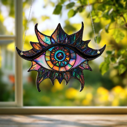 Mystical All Seeing Eye Hanging Window Decor, Gothic Witchy Ornament, Spiritual Occult Home Decoration, Halloween Magic Gift for Her
