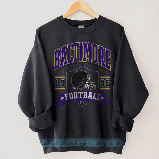 Baltimore Football Vintage 90s Style Sweatshirt, Baltimore Football Shirt, Sunday Football Shirt, Baltimore Crewneck Sweatshirt, Game Day