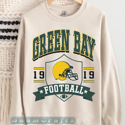 Green Bay Football Vintage 90s Style Sweatshirt, Green Bay Football Shirt, Sunday Football Shirt, Retro Green Bay Crewneck Tee, Game Day