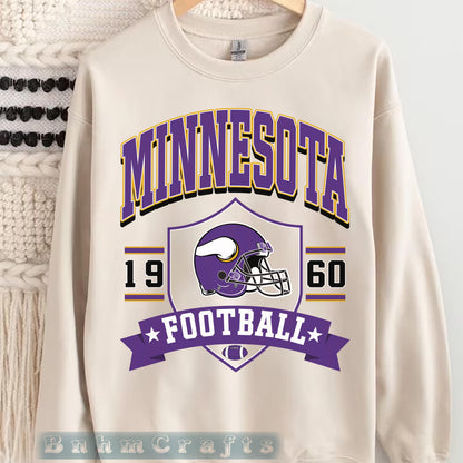 Minnesota Football Vintage 90s Style Sweatshirt, Minnesota Football Shirt, Sunday Football Shirt, Minnesota Crewneck Sweatshirt, Game Day