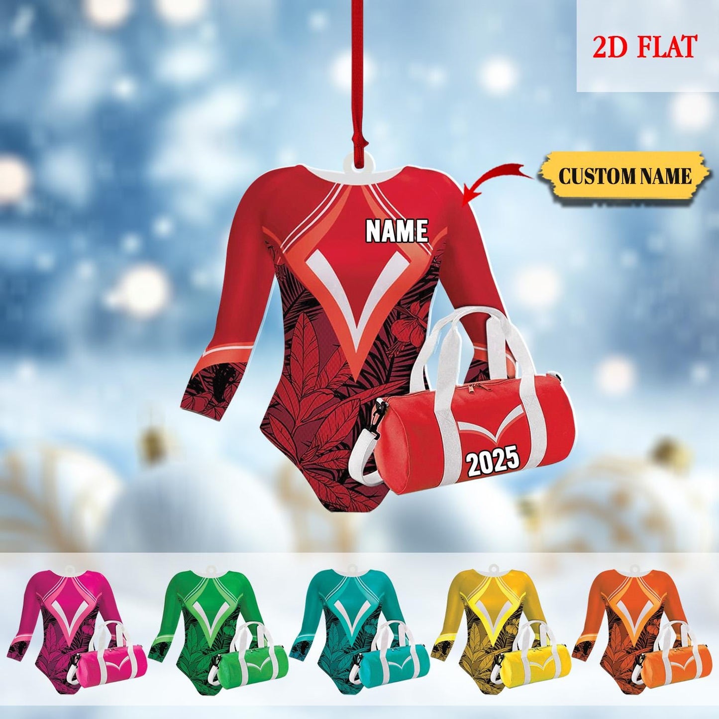 Personalized Name Gymnastics Ornament 2025, Girl Gymnast Ornaments,Custom 2D Flat Gymnastics Woman Christmas Decoration,Gymnast Gift for Her