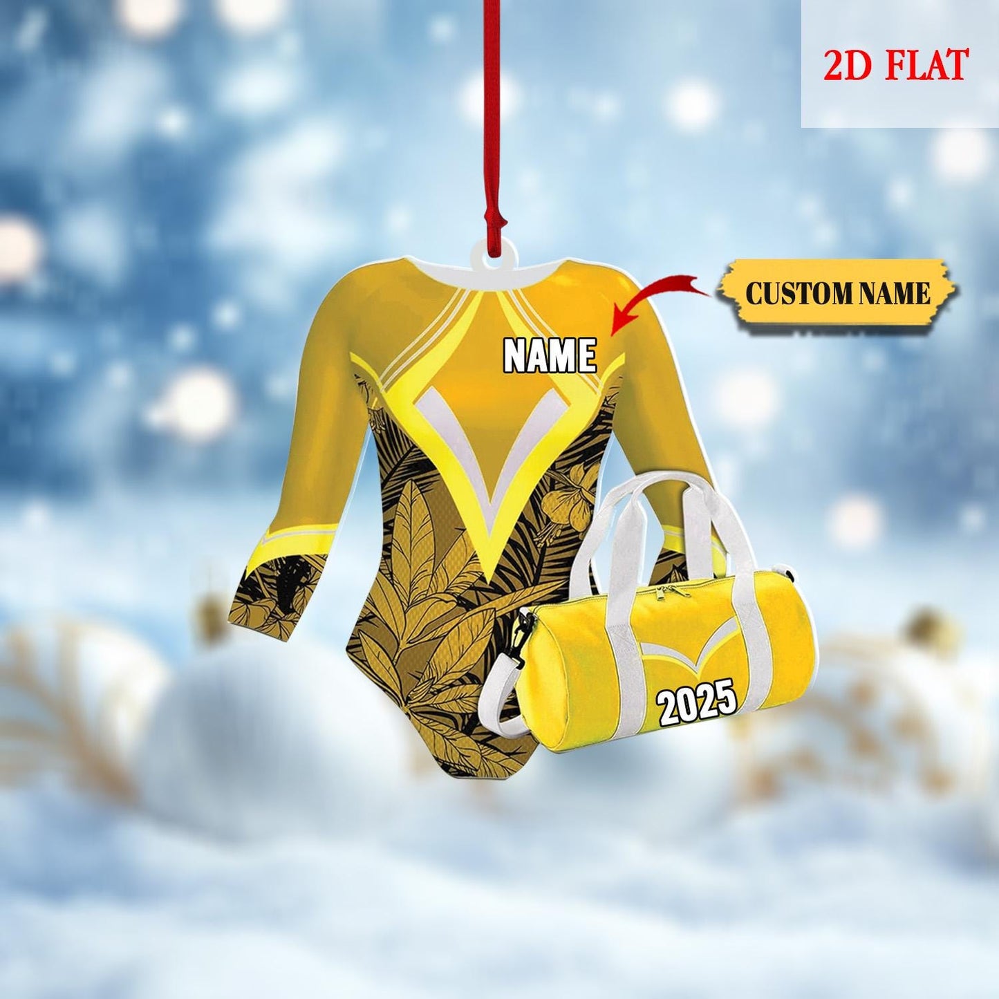 Personalized Name Gymnastics Ornament 2025, Girl Gymnast Ornaments,Custom 2D Flat Gymnastics Woman Christmas Decoration,Gymnast Gift for Her