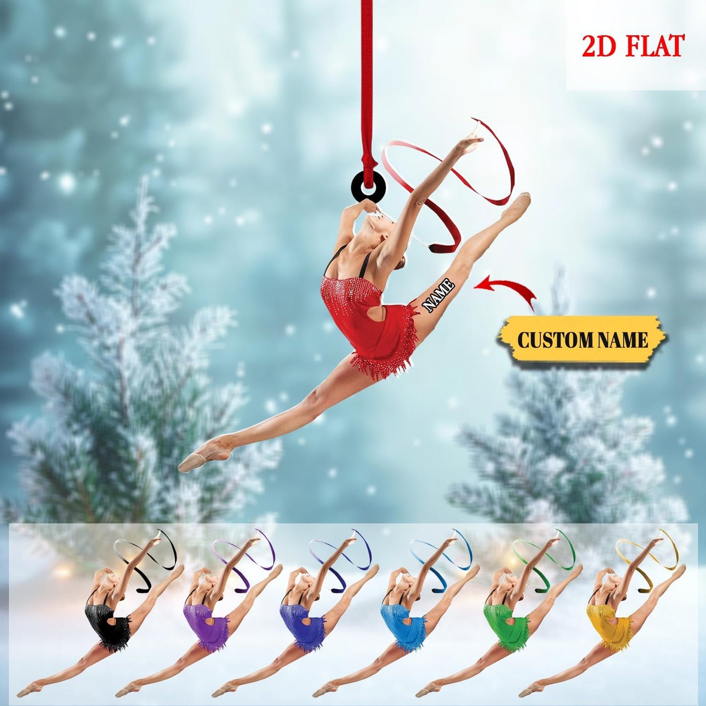 Personalized Gymnastics Girl Ornament, 2D Flat Gymnastics Woman Christmas Decoration,  Gymnastics Acrylic ornament, Gymnastic Lover Gift