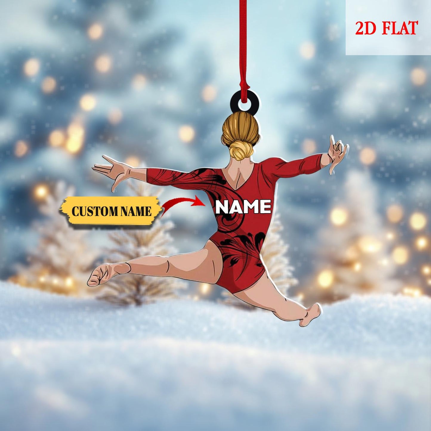 Personalized Gymnastics Girl Ornament, 2D Flat Gymnastics Woman Christmas Decoration, Gymnastics Acrylic ornaments, Gymnastic Lover Gift