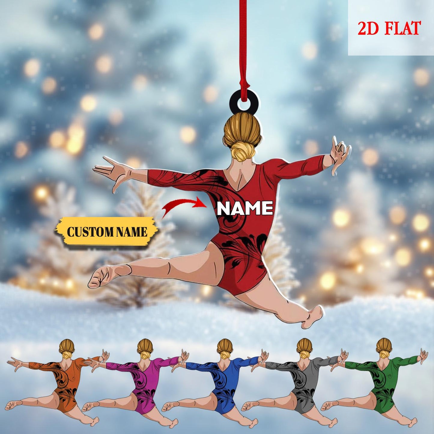 Personalized Gymnastics Girl Ornament, 2D Flat Gymnastics Woman Christmas Decoration, Gymnastics Acrylic ornaments, Gymnastic Lover Gift