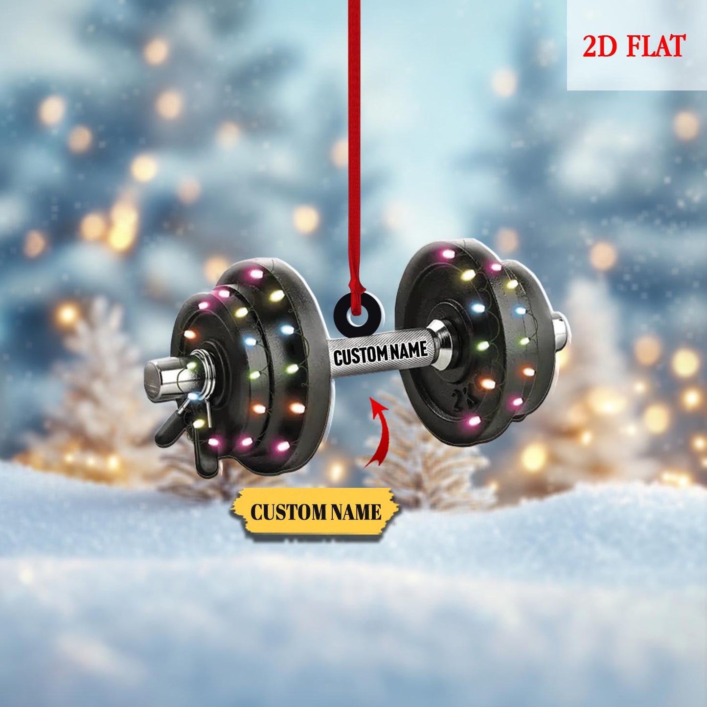 Personalized Dumbbell Ornament, Custom Gym Gift for Fitness Lovers, Workout Christmas Tree Decoration, Christmas ornament, gift for Gymer