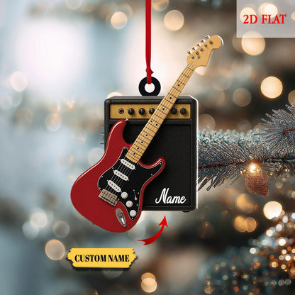 Personalized Electric Guitar Ornament, Guitar Christmas Decor, Custom Music Ornament, Rock and Roll Gift, Guitar Lover Gift Idea