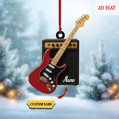 Personalized Electric Guitar Ornament, Guitar Christmas Decor, Custom Music Ornament, Rock and Roll Gift, Guitar Lover Gift Idea