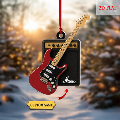 Personalized Electric Guitar Ornament, Guitar Christmas Decor, Custom Music Ornament, Rock and Roll Gift, Guitar Lover Gift Idea
