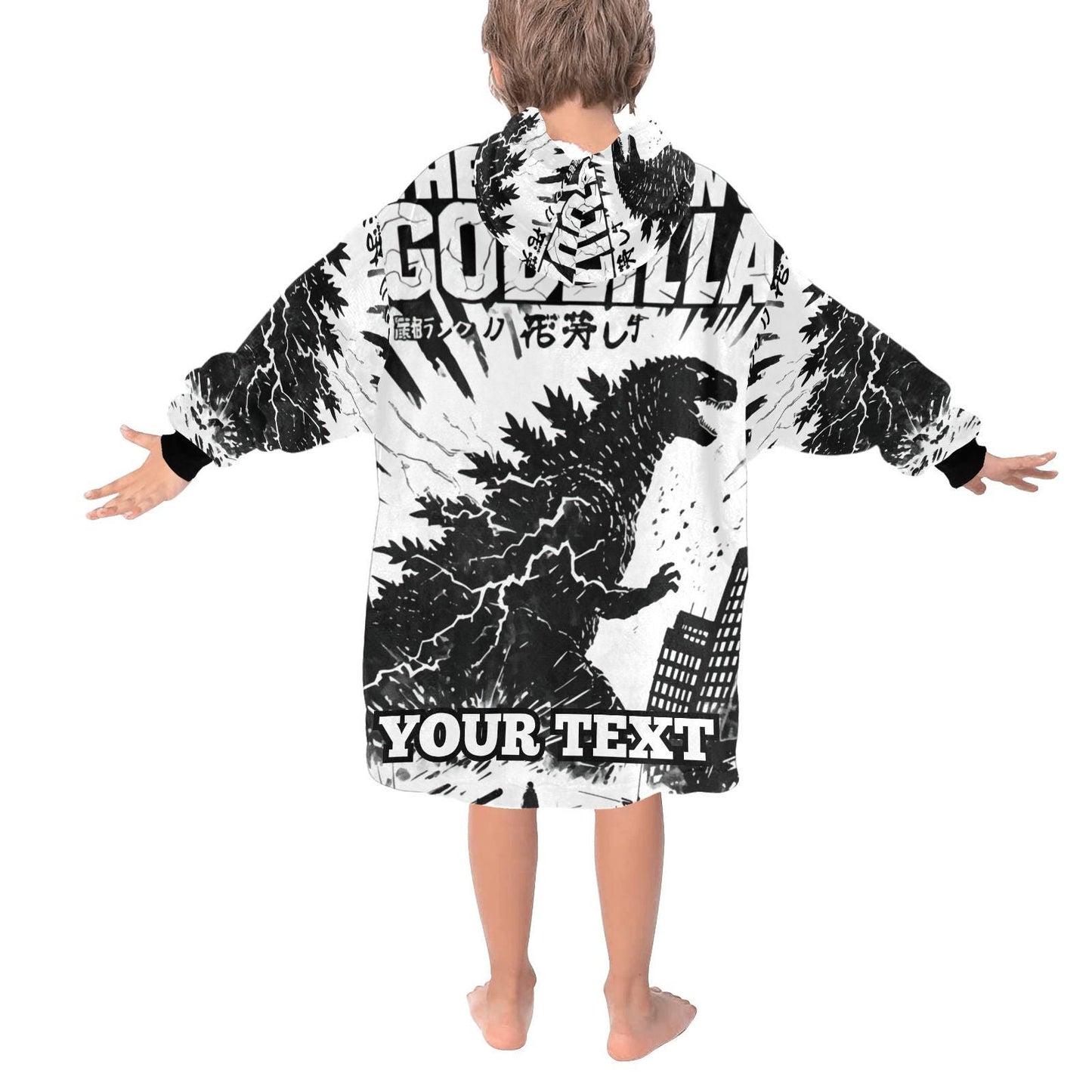 Godzilla Kids Hoodie Blanket Personalized Gift