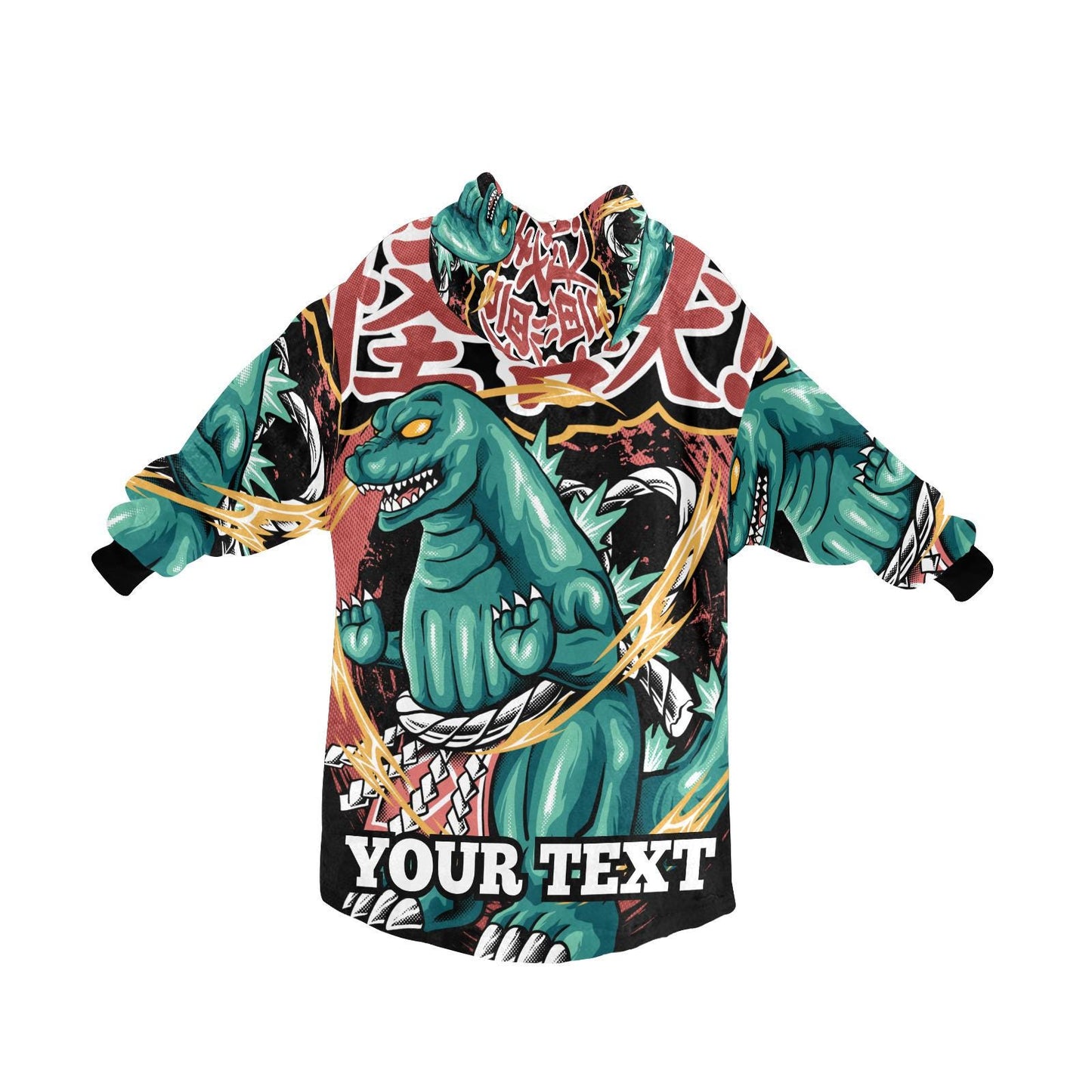 Godzilla Kids Hoodie Blanket Gift Personalized Text