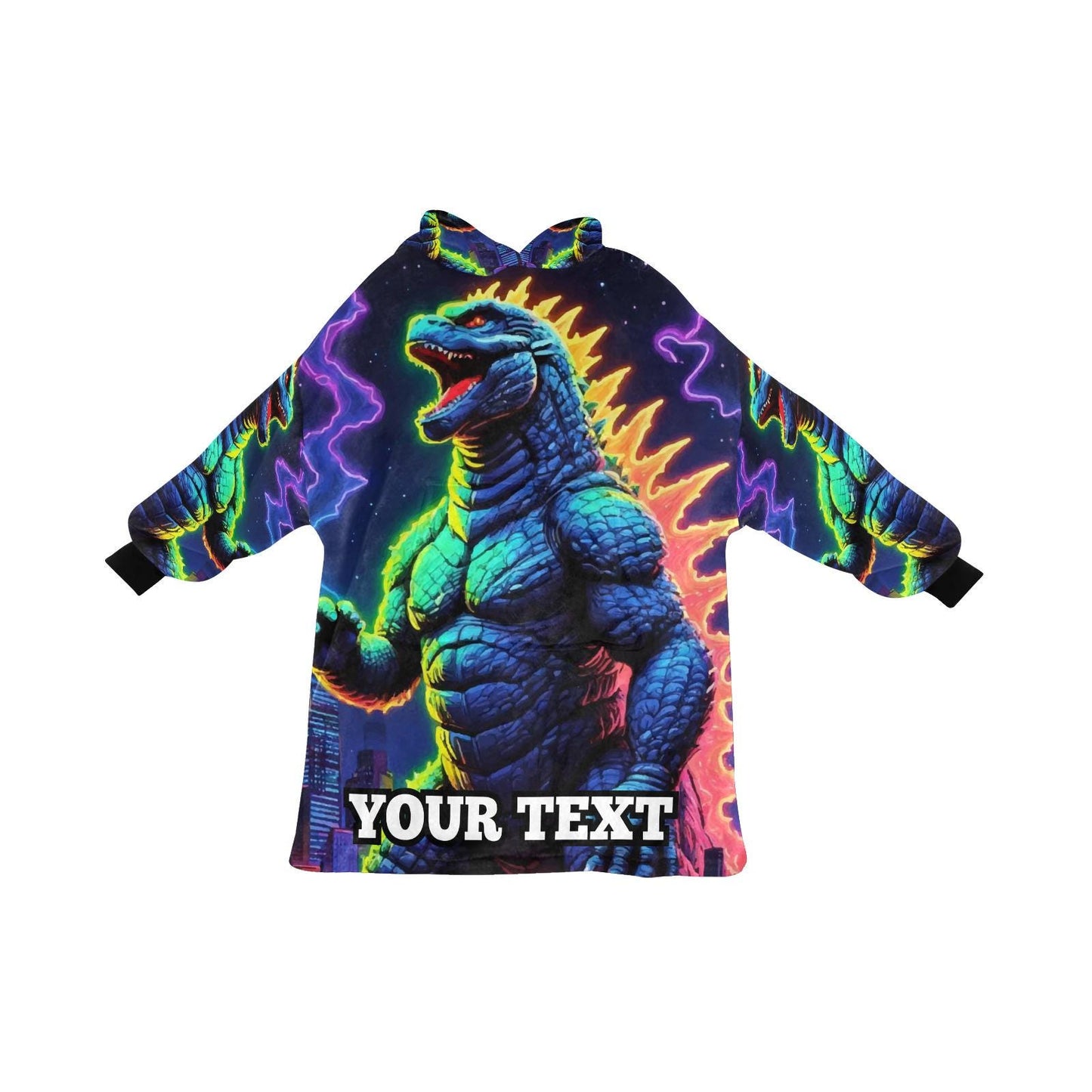 Godzilla Kids Hoodie Blanket Personalized Text Gift Custom