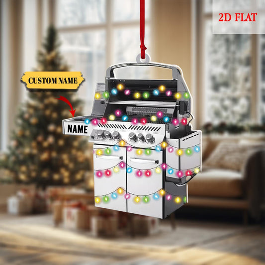 Personalized BBQ Grill Christmas Ornament, Barbecue Christmas decor, Outdoor cooking ornament, Chef BBQ ornament, BBQ lover gift