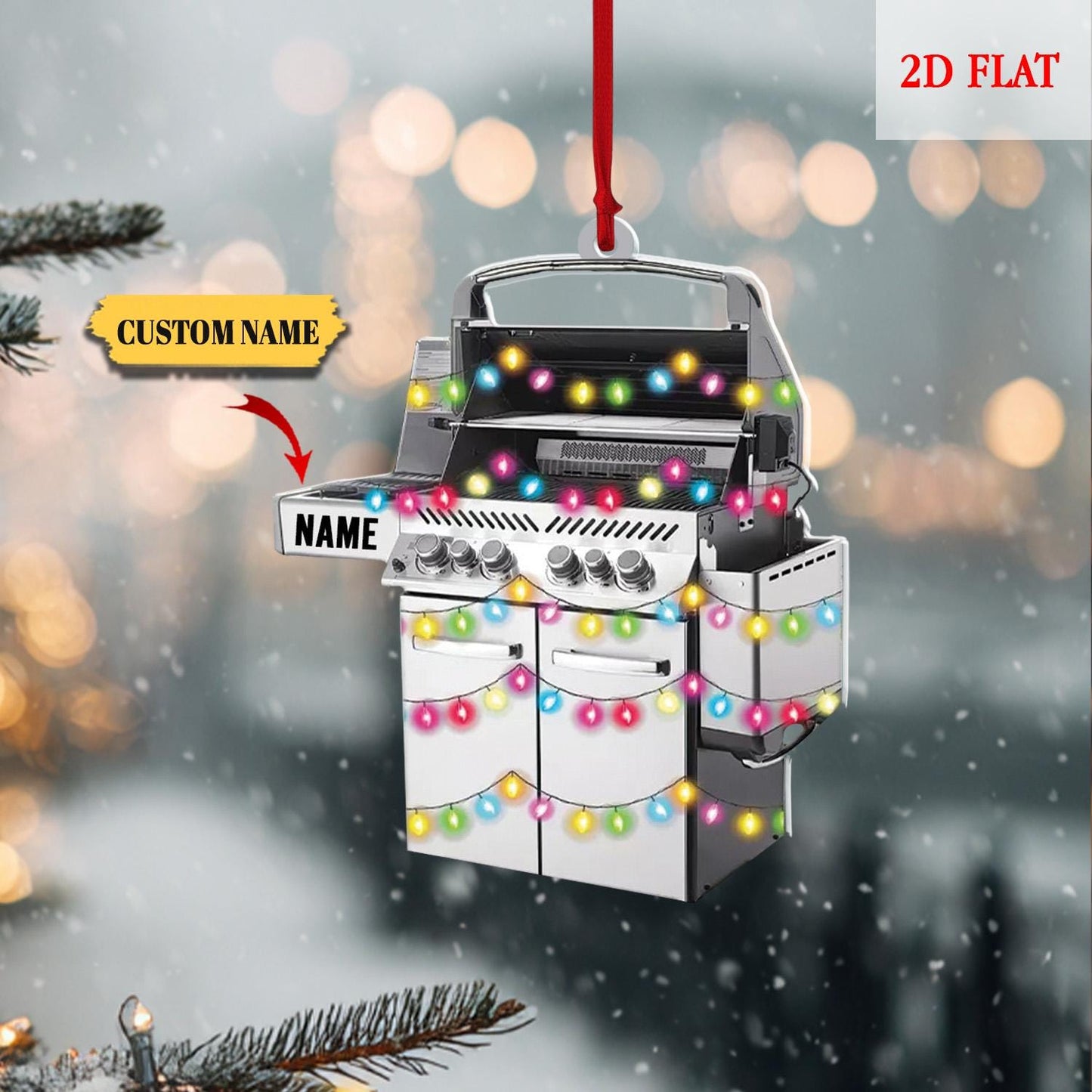 Personalized BBQ Grill Christmas Ornament, Barbecue Christmas decor, Outdoor cooking ornament, Chef BBQ ornament, BBQ lover gift