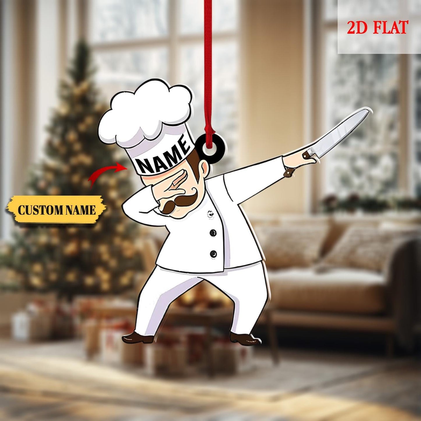 Funny Chef Ornament, Personalized Christmas Chef Gifts 2025, Baker Ornament, Cooking Ornament, Cooking Gift For Men, Cooking Apron Ornaments