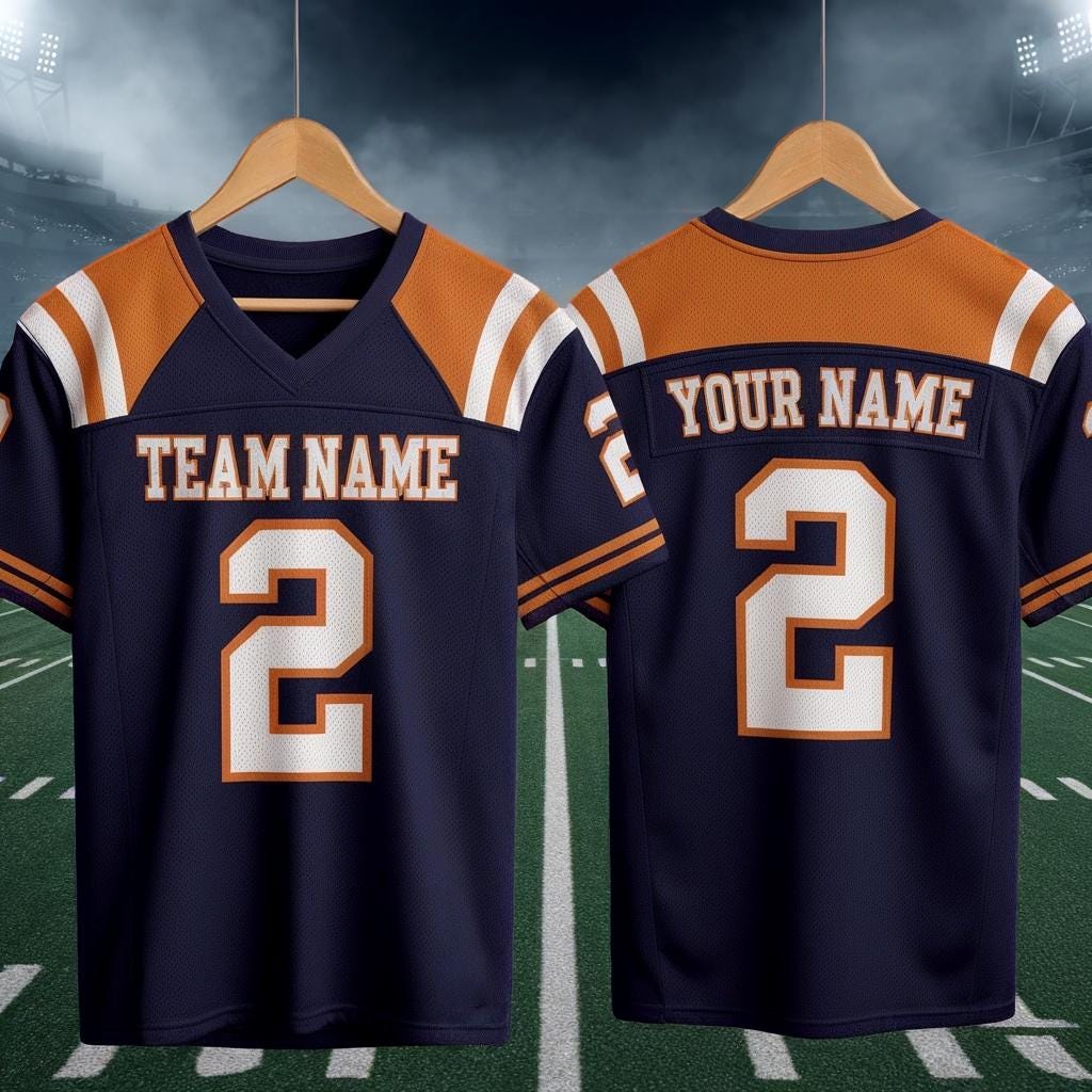 Custom America Team Football Jersey, Navy Blue Football Jersey With Team Name Number, America Football Jersey, Football Game Day Jersey