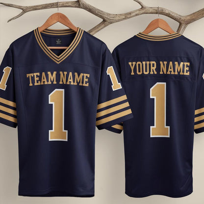 Personalized America Team Football Jersey, Navy Football Jersey With Team Name Number, America Football Jersey, Football Game Day Jersey