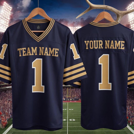 Personalized America Team Football Jersey, Navy Football Jersey With Team Name Number, America Football Jersey, Football Game Day Jersey