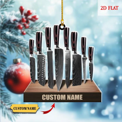 Personalized Chef Ornament ,Chef Knife Accessories Christmas Tree Ornament Hanging Decoration House Xmas 2025, Gift For Cooking Lover