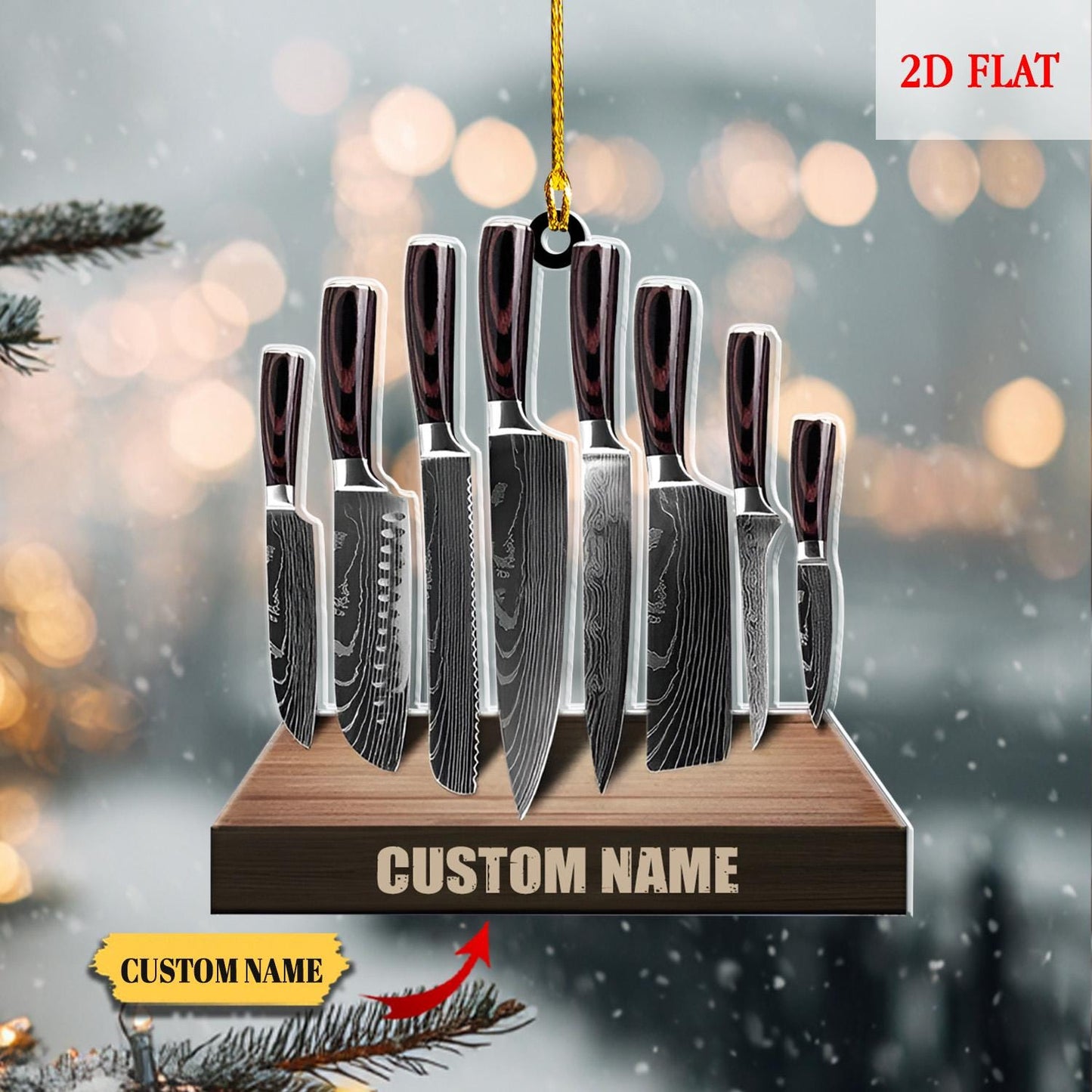 Personalized Chef Ornament ,Chef Knife Accessories Christmas Tree Ornament Hanging Decoration House Xmas 2025, Gift For Cooking Lover